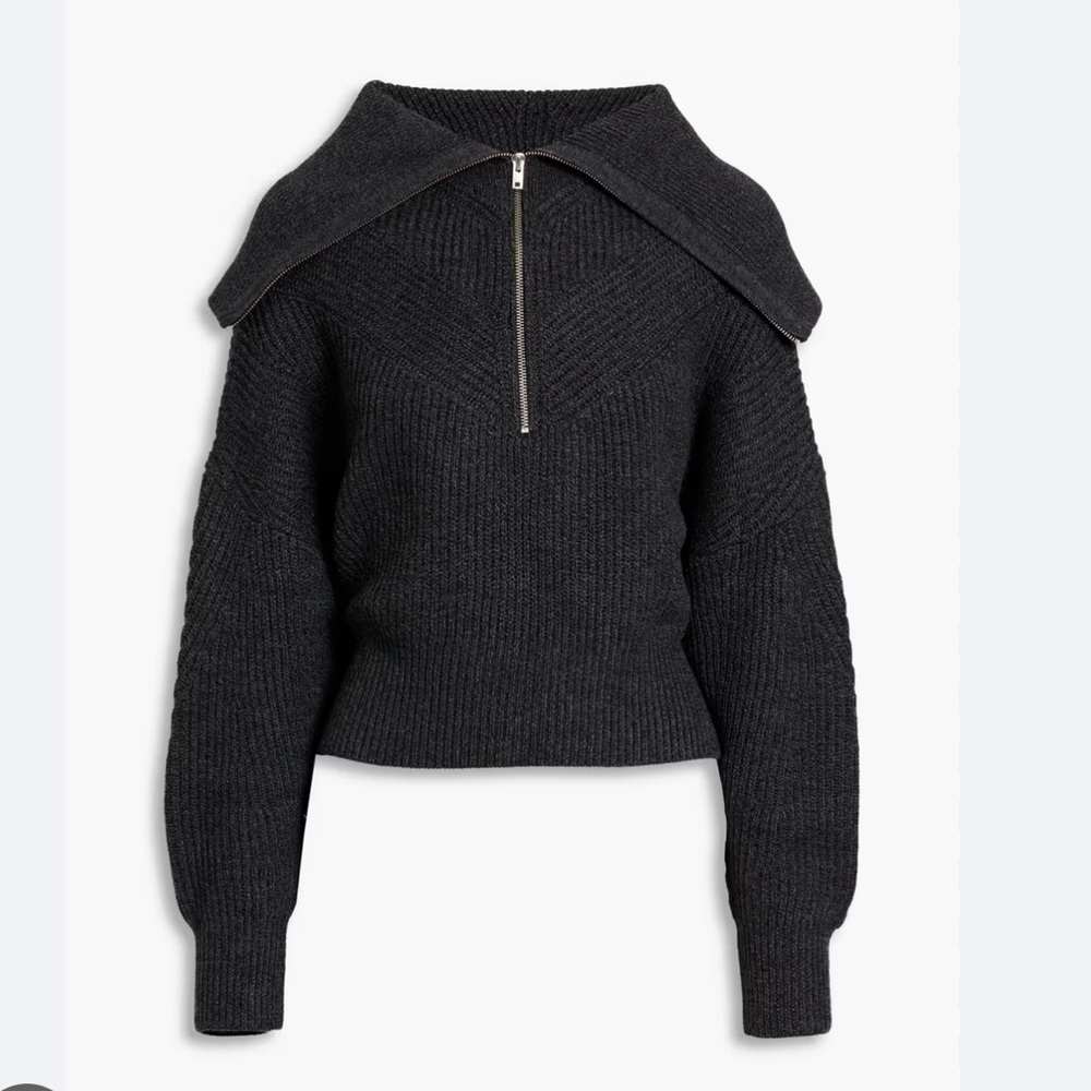 IRO Charcoal Zip-Front Knit Sweater